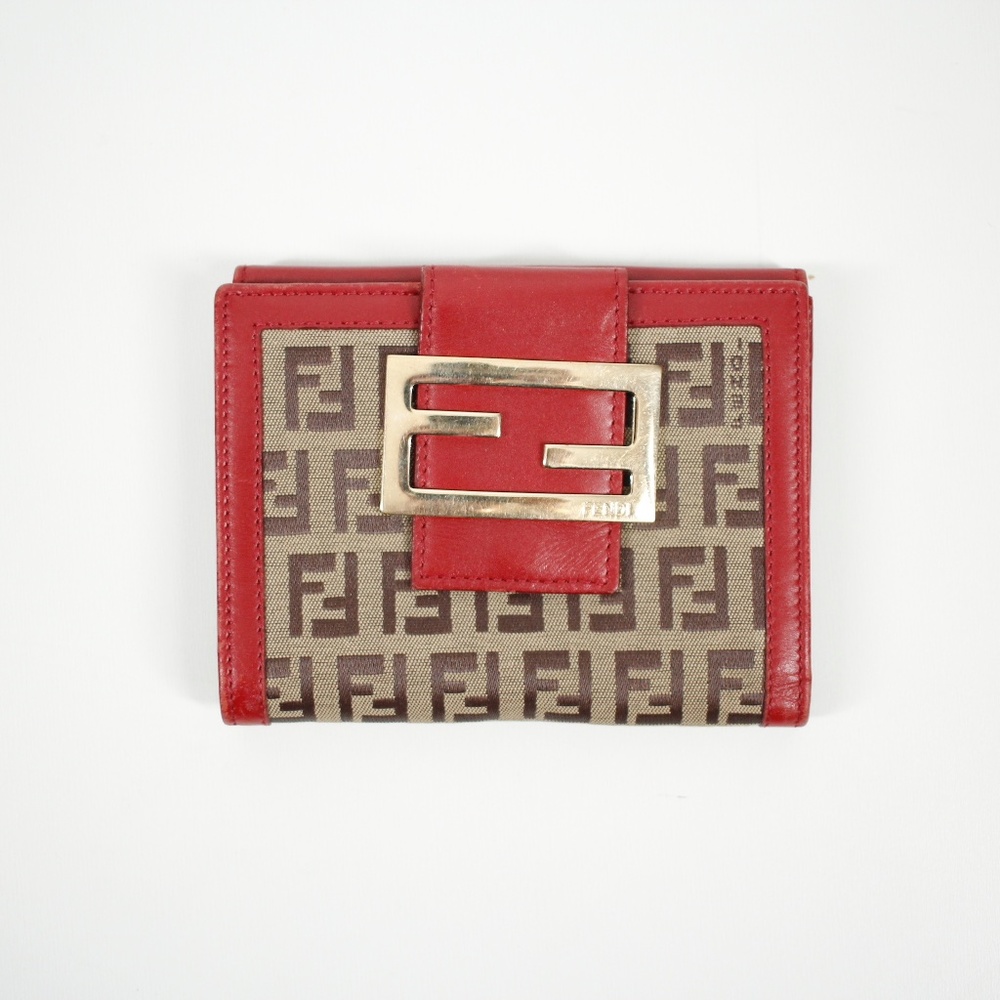 Fendi Vintage Monogram Wallet Brown Red